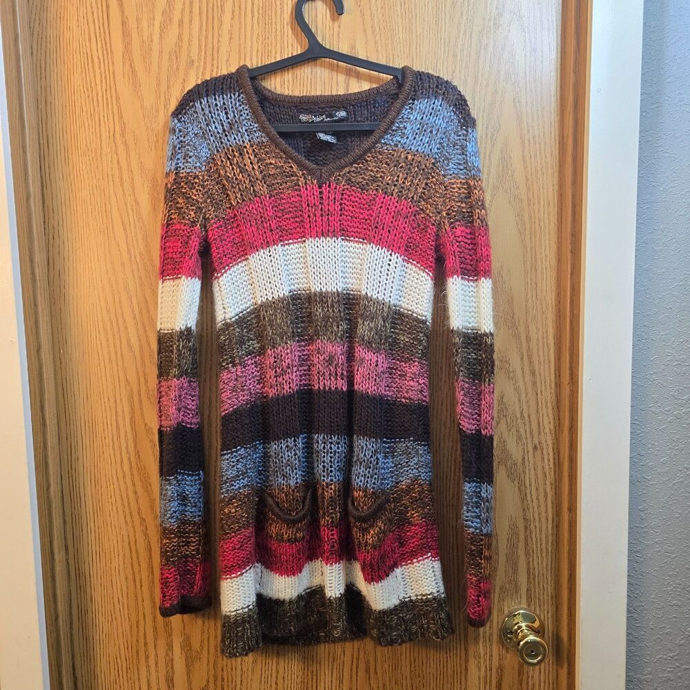 Ashley by 26 International XL Boho Striped Knit Longline Sweater